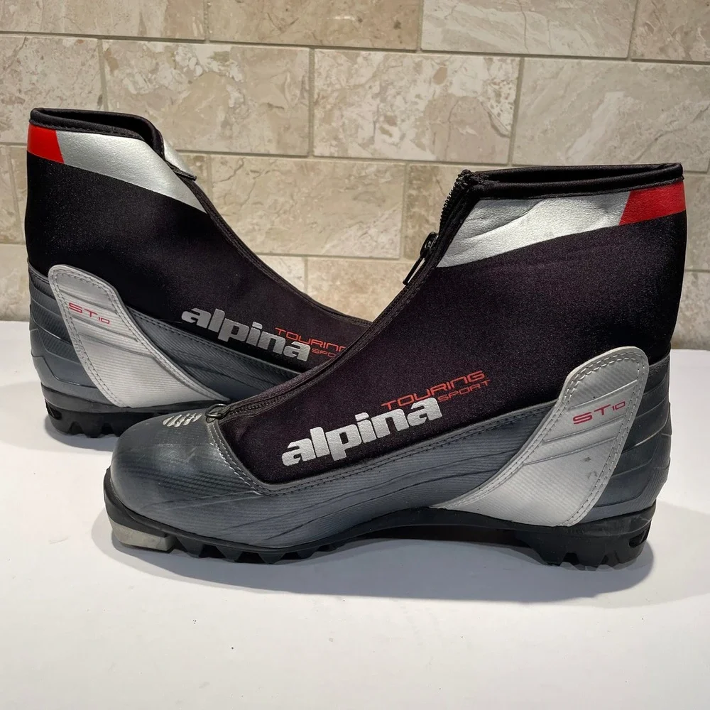 Alpina ST10 Touring Sport Cross Country Ski Boots NNN Black Silver Red Size 40